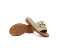 Women Leather Metal Ultra Soft Flat Slides Jianna -Shoe Store 09E9C6F5 1E6F 417C 9491 41AFDE7E9F6F 45254 0000254E64B83275
