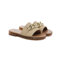 Women Leather Metal Ultra Soft Flat Slides Jianna -Shoe Store 13CE1F94 125B 41AE B5B3 A0A064AC3B55 45254 0000254E5734D2C8