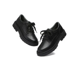 Senior School Shoes Black Leather Lace Up Large Size Shoes -Shoe Store 270A1791