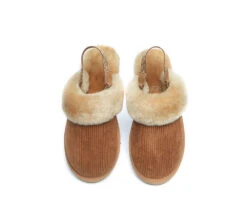 UGG Slippers Women Sheepskin Wool Removable Strap Slingback Nonslip Shoes Corduroy -Shoe Store 270A2989