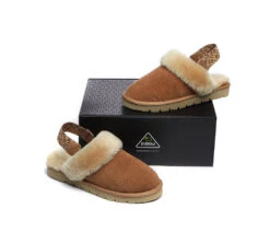 UGG Slippers Women Sheepskin Wool Removable Strap Slingback Nonslip Shoes Corduroy -Shoe Store 270A3007