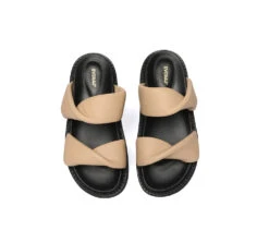 Women Slides Leather Padded Twist Slip-on Sandals Eloise -Shoe Store 270A9270