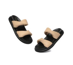 Women Slides Leather Padded Twist Slip-on Sandals Eloise -Shoe Store 270A9271