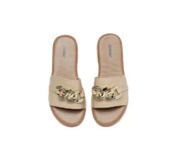 Women Leather Metal Ultra Soft Flat Slides Jianna -Shoe Store 5D8ECB68 1A4C 4E98 A56D AA85234F81F9 45254 0000254E431F6C28