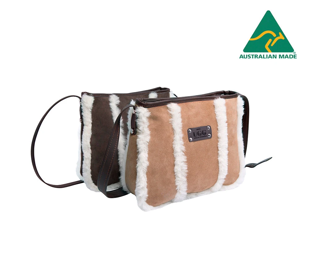 Women Sheepskin Wool Zip Shearling Lined Over Shoulder Bag 3 Women Sheepskin Wool Zip Shearling Lined Over Shoulder Bag