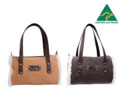 Shoe Store 21 Women Sheepskin Wool Medium Hand Carry Shoulder Strap Zip Barrel Bag