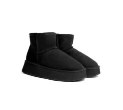 Australian Made Sheepskin Wool Ankle Boots Mini Platform 19 Australian Made Sheepskin Wool Ankle Boots Mini Platform -Shoe Store 6R2A8485