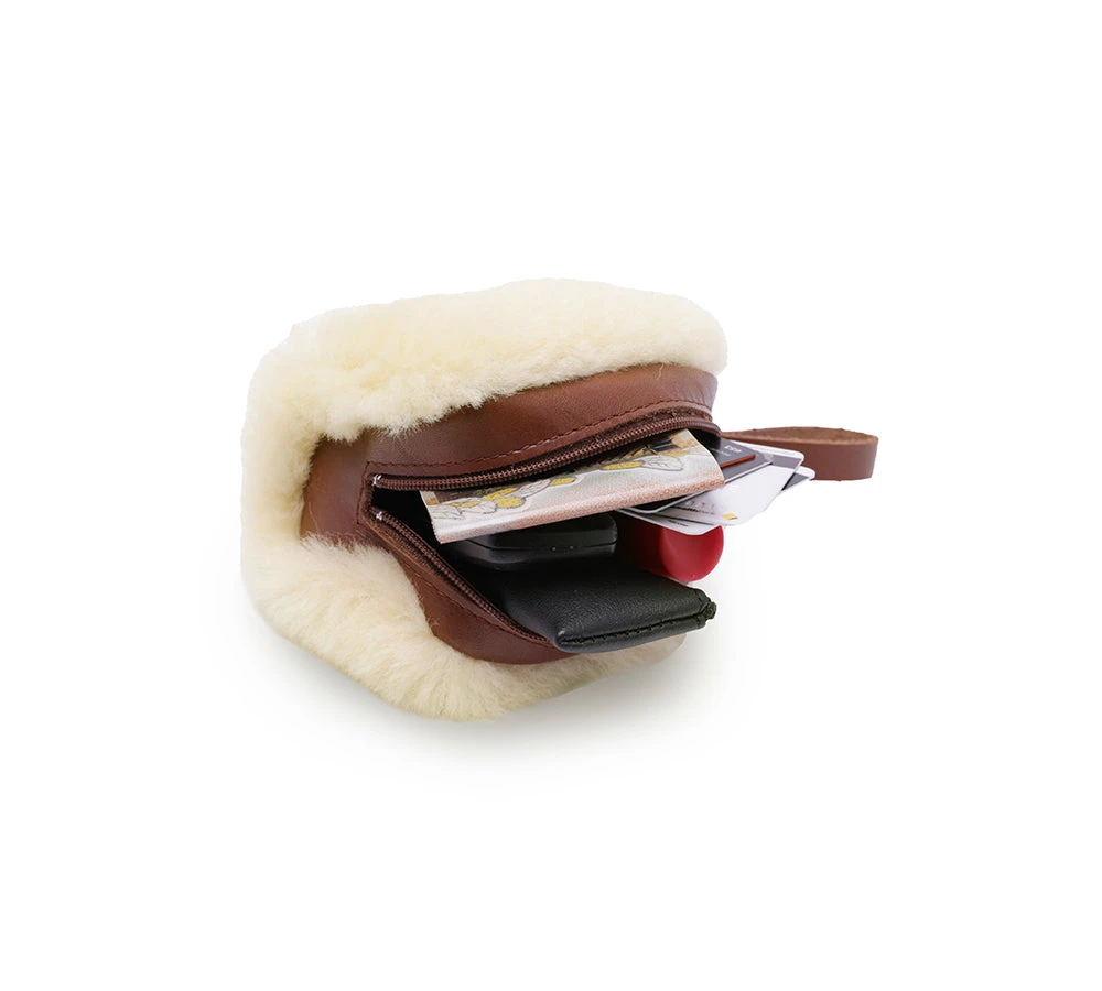 Women Sheepskin Wool Fluffy Small Zip Camera Pouch 9 Women Sheepskin Wool Fluffy Small Zip Camera Pouch - Image 7