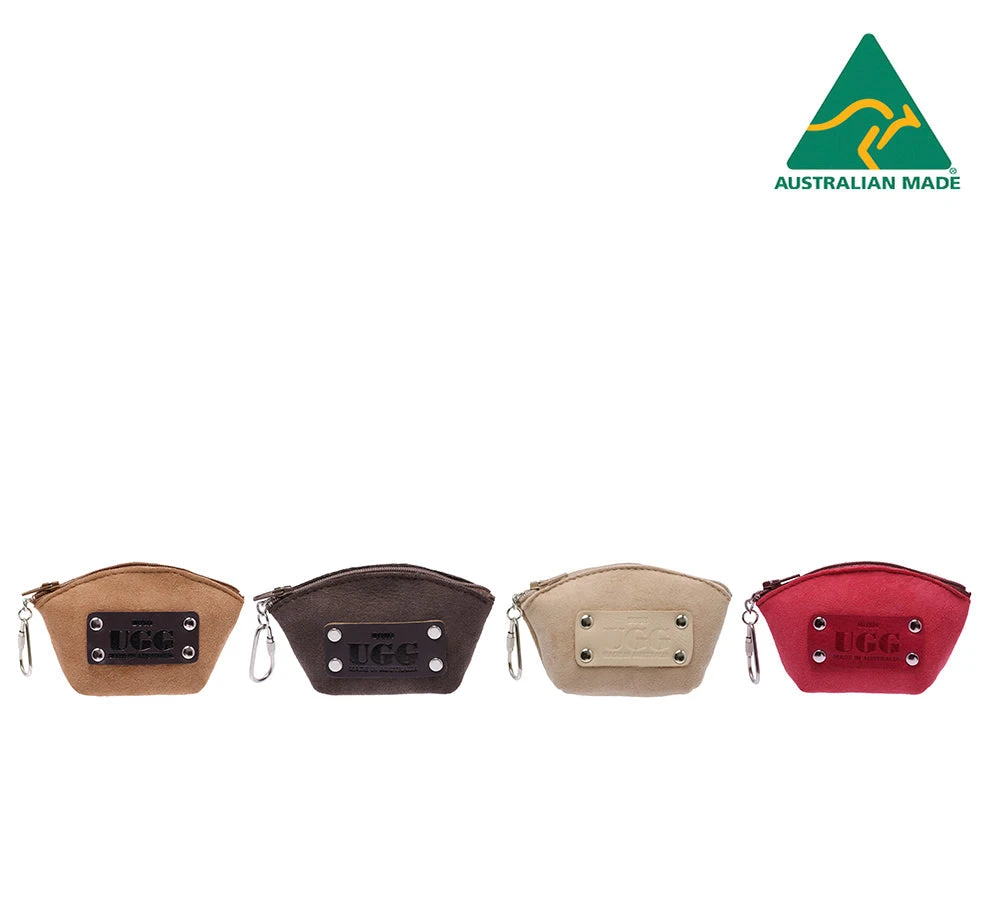 Sheepskin Wool Coin Zip Purse With Key Ring 3 Sheepskin Wool Coin Zip Purse With Key Ring