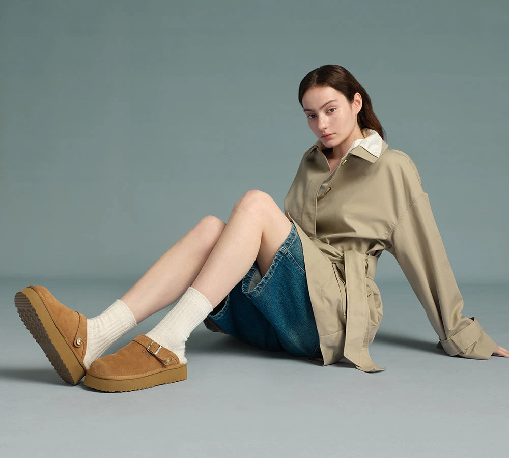 UGG Slippers Sheepskin Wool Adjustable Strap Platform Sadie 4 UGG Slippers Sheepskin Wool Adjustable Strap Platform Sadie - Image 2