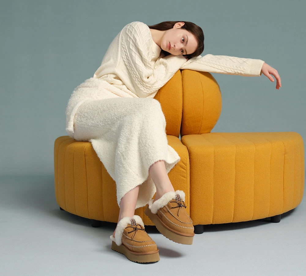 UGG Slippers Women Sheepskin Wool Platform Sammy 4 UGG Slippers Women Sheepskin Wool Platform Sammy - Image 2