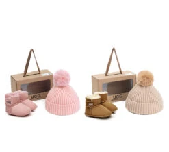 UGG Baby Gift Pack Erin Bootie With Pom Pom Beanie