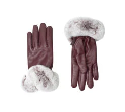 Ladies Sheepskin Leather Gloves With Rabbit Fur Cuffs -Shoe Store DSC06429