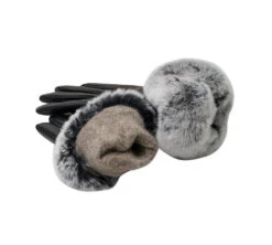 Ladies Sheepskin Leather Gloves With Rabbit Fur Cuffs -Shoe Store DSC06476
