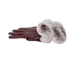Ladies Sheepskin Leather Gloves With Rabbit Fur Cuffs -Shoe Store DSC06857