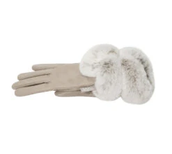 Ladies Sheepskin Leather Gloves With Rabbit Fur Cuffs -Shoe Store DSC06861