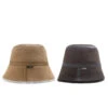 Fluffy Sheepskin Wool Bucket Patchwork Hat