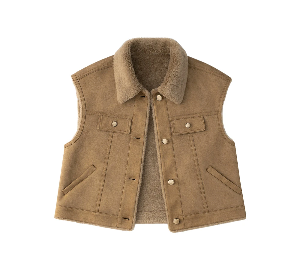 Fluffy Sheepskin Wool Sleeveless Vest Warda 5 Fluffy Sheepskin Wool Sleeveless Vest Warda - Image 3