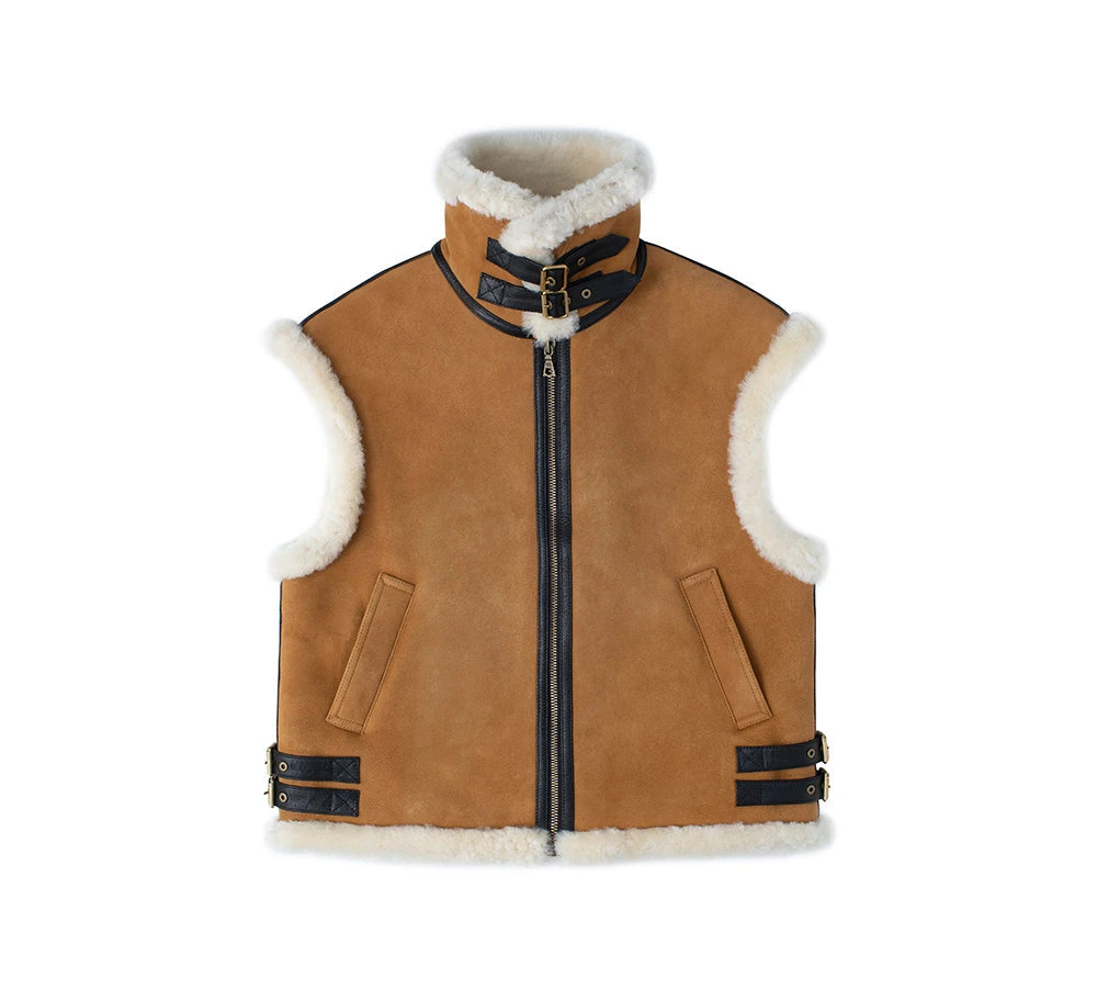 Fluffy Sheepskin Wool Zip Sleeveless Vest Dale 4 Fluffy Sheepskin Wool Zip Sleeveless Vest Dale - Image 2