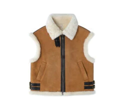Fluffy Sheepskin Wool Zip Sleeveless Vest Dale