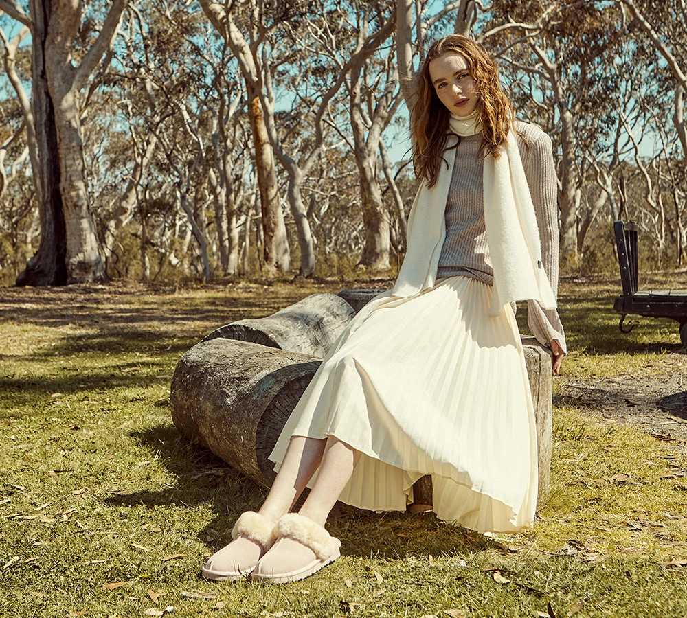 UGG Slippers Women Men Sheepskin Wool Suede Scuff Slippers Muffin 4 UGG Slippers Women Men Sheepskin Wool Suede Scuff Slippers Muffin - Image 2