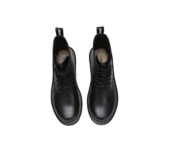 Women Leather Lace Up Black Chunky Boots Simona -Shoe Store GL7A0157