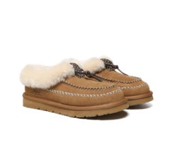 Shoe Store 23 Sheepskin Wool Ankle Shoes With Tribal Stitch Detail And EVA Sole Draco
