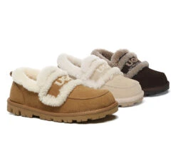 UGG Slippers Women Sheepskin Wool Ankle Rilee Loafers