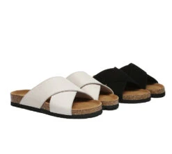 Women Slides Leather Crossover Summer Croia