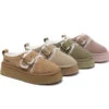 UGG Platform Slippers Sheepskin Wool Adjustable Buckle Ankle Booties Tobias