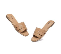 Women Leather Woven Flat Slides Bolita 33 Women Leather Woven Flat Slides Bolita -Shoe Store GL7A0658