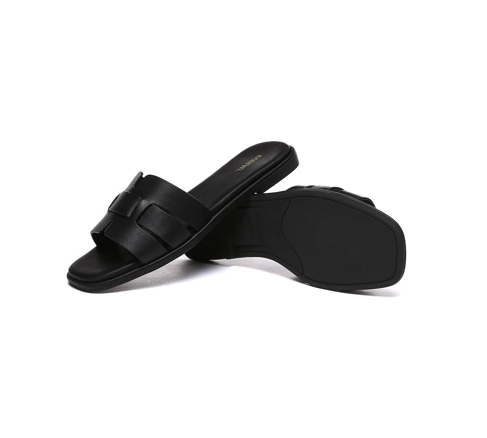 Women Leather Woven Flat Slides Bolita 18 Women Leather Woven Flat Slides Bolita - Image 16