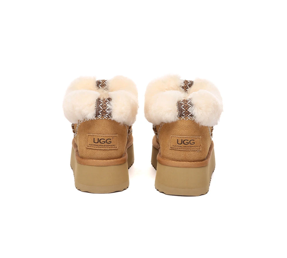 UGG Boots Women Sheepskin Wool Collar Ankle Platform Mini Santana 8 UGG Boots Women Sheepskin Wool Collar Ankle Platform Mini Santana - Image 6