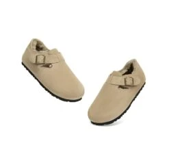 EVERAU® UGG Slippers Sheepskin Wool Adjustable Strap Hazora -Shoe Store GL7A0780