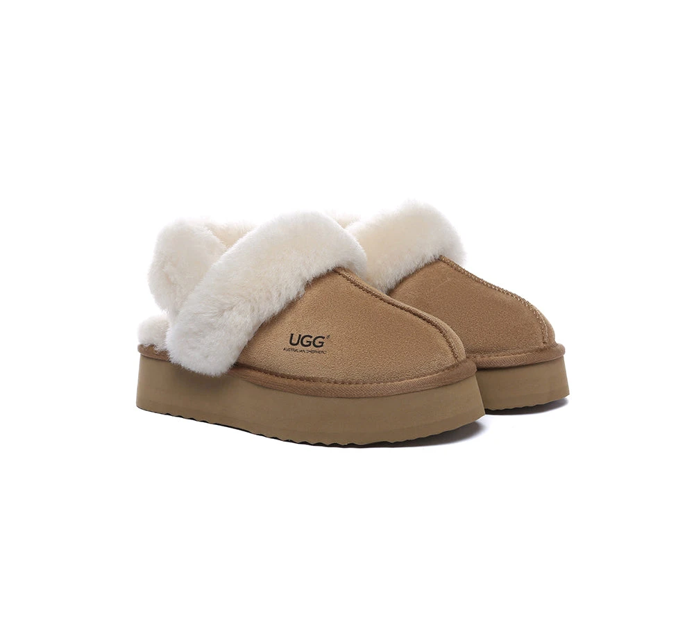 UGG Slippers Women Removable Wool Strap Slingback Platform Musa 6 UGG Slippers Women Removable Wool Strap Slingback Platform Musa - Image 4