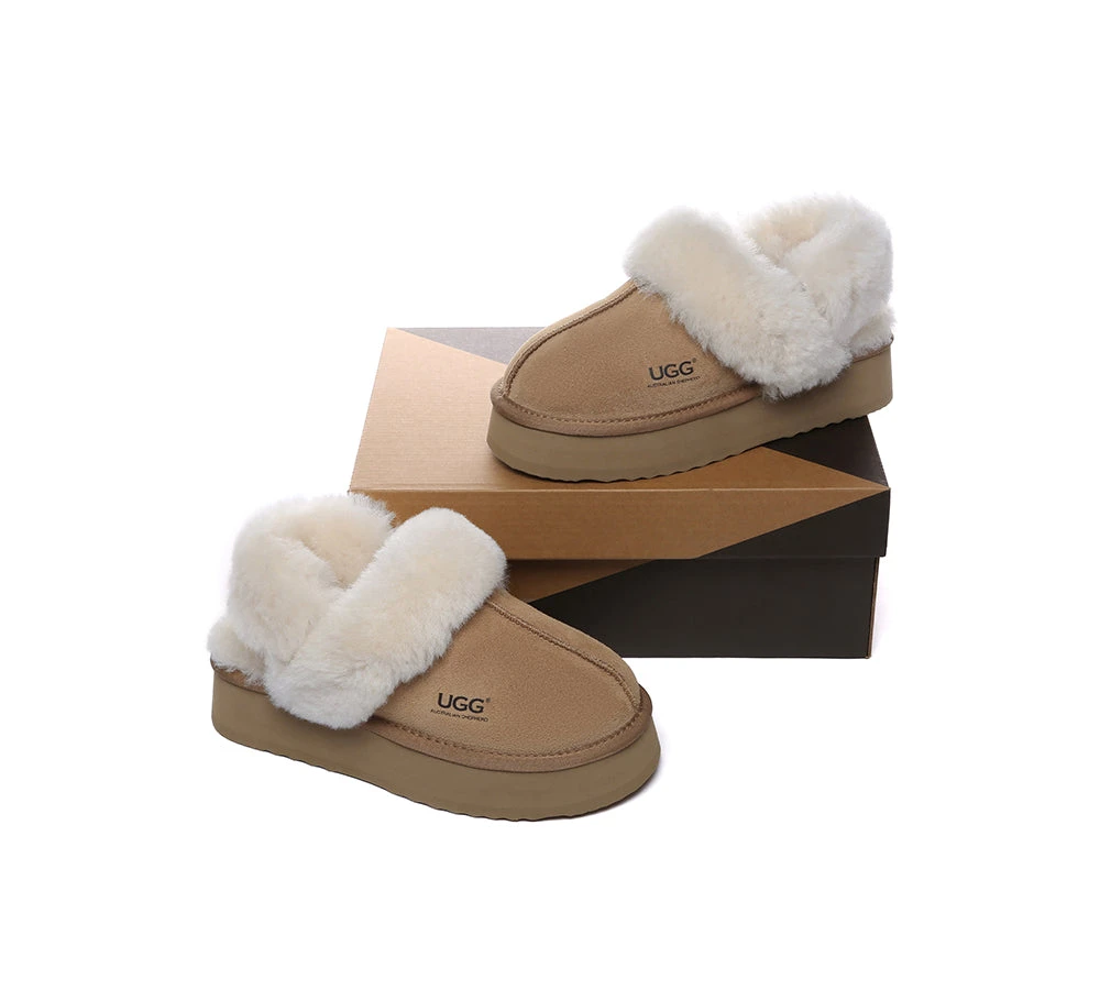 UGG Slippers Women Removable Wool Strap Slingback Platform Musa 8 UGG Slippers Women Removable Wool Strap Slingback Platform Musa - Image 6