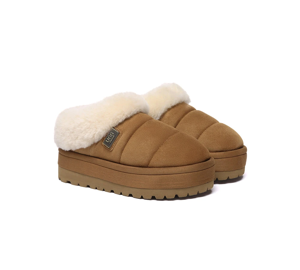 UGG Slippers Women Sheepskin Wool Collar Ankle Platform Ulrika 5 UGG Slippers Women Sheepskin Wool Collar Ankle Platform Ulrika - Image 3