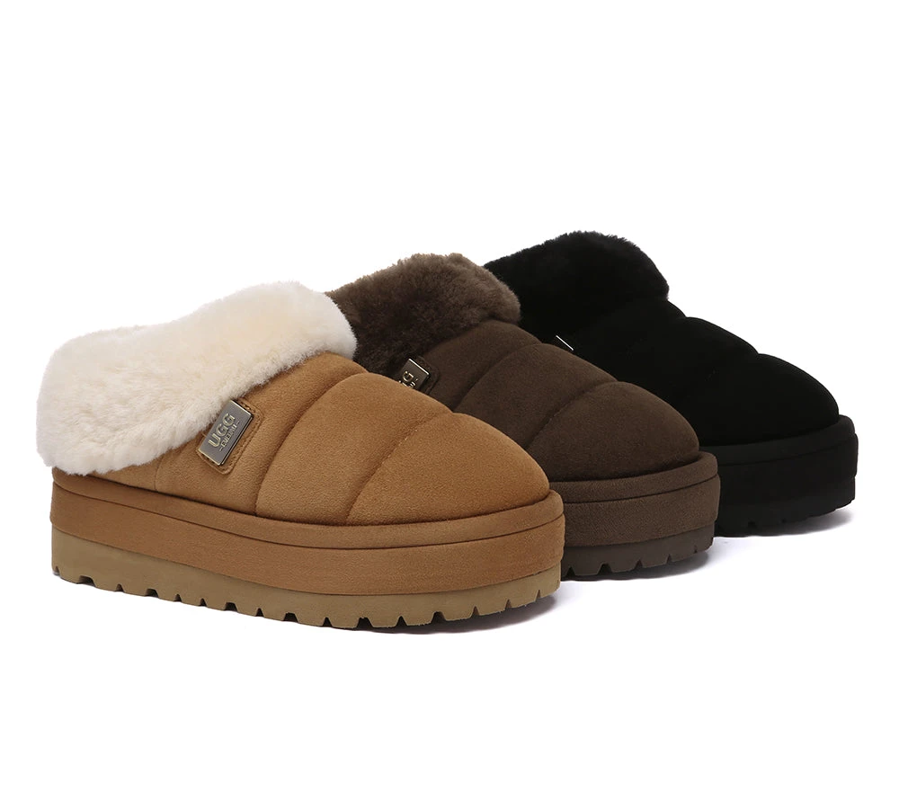 UGG Slippers Women Sheepskin Wool Collar Ankle Platform Ulrika 3 UGG Slippers Women Sheepskin Wool Collar Ankle Platform Ulrika