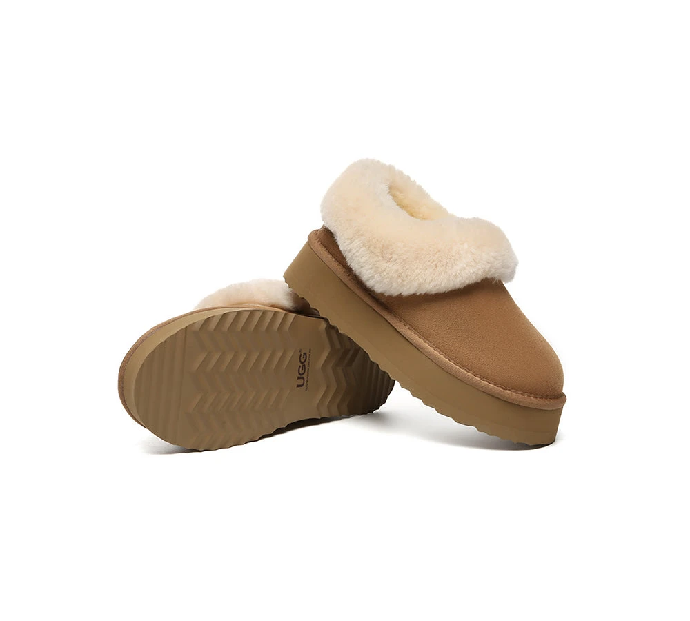 UGG Slippers Women Sheepskin Wool Collar Ankle Platform Clarrie 6 UGG Slippers Women Sheepskin Wool Collar Ankle Platform Clarrie - Image 4