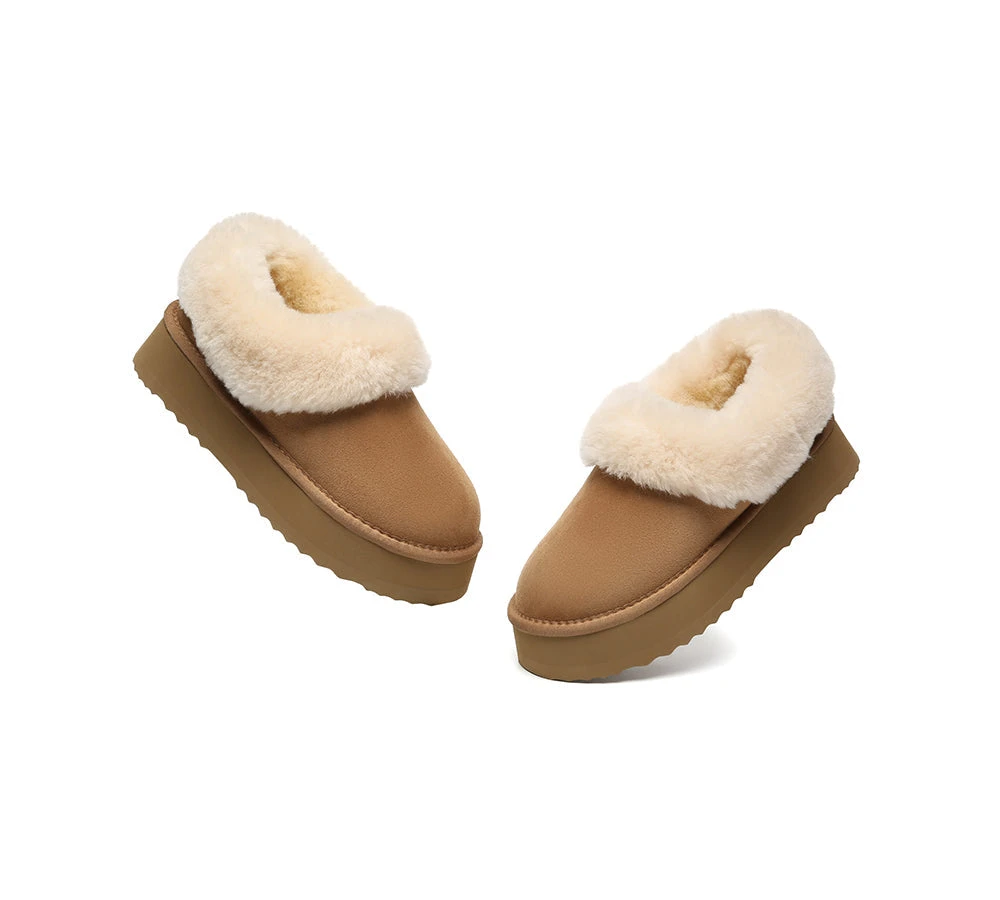 UGG Slippers Women Sheepskin Wool Collar Ankle Platform Clarrie 8 UGG Slippers Women Sheepskin Wool Collar Ankle Platform Clarrie - Image 6
