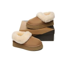 UGG Slippers Women Sheepskin Wool Collar Ankle Platform Clarrie 26 UGG Slippers Women Sheepskin Wool Collar Ankle Platform Clarrie -Shoe Store GL7A2550