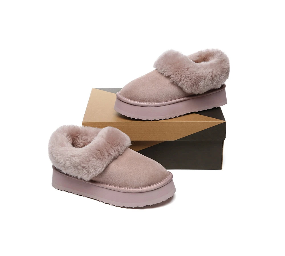 UGG Slippers Women Sheepskin Wool Collar Ankle Platform Clarrie 19 UGG Slippers Women Sheepskin Wool Collar Ankle Platform Clarrie - Image 17
