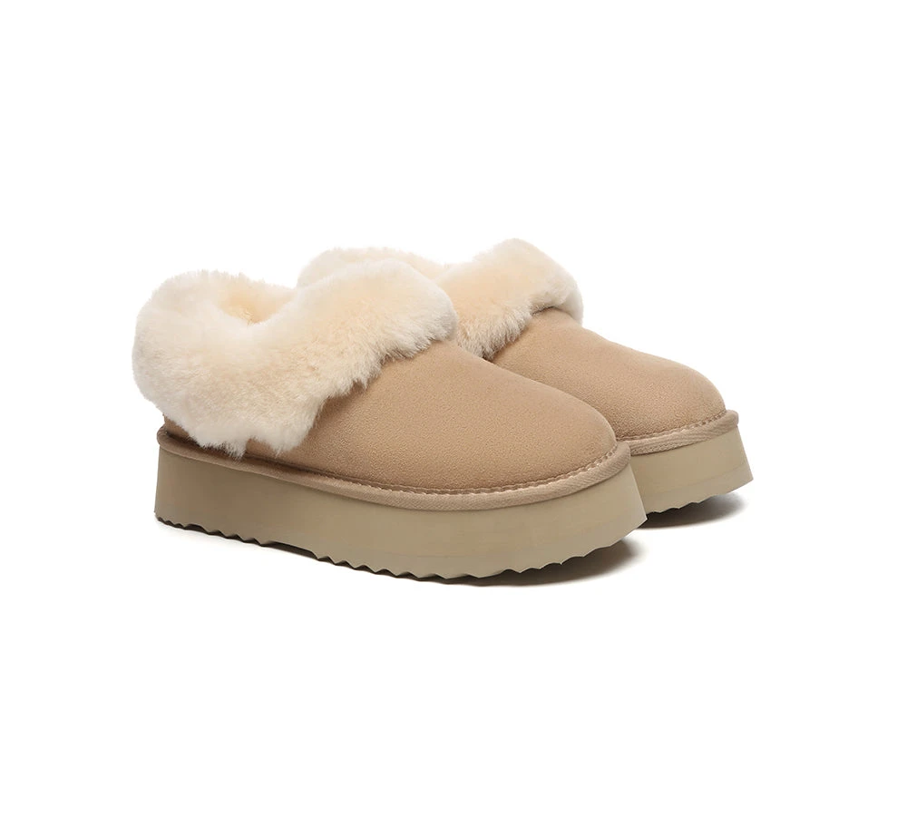 UGG Slippers Women Sheepskin Wool Collar Ankle Platform Clarrie 11 UGG Slippers Women Sheepskin Wool Collar Ankle Platform Clarrie - Image 9