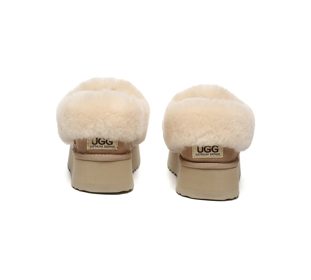 UGG Slippers Women Sheepskin Wool Collar Ankle Platform Clarrie 16 UGG Slippers Women Sheepskin Wool Collar Ankle Platform Clarrie - Image 14