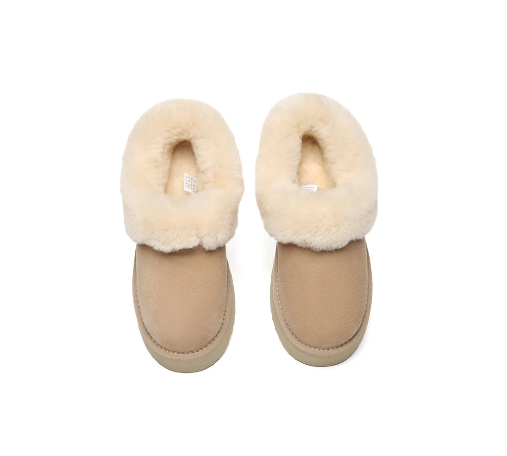 UGG Slippers Women Sheepskin Wool Collar Ankle Platform Clarrie 15 UGG Slippers Women Sheepskin Wool Collar Ankle Platform Clarrie - Image 13