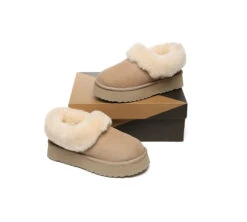 UGG Slippers Women Sheepskin Wool Collar Ankle Platform Clarrie 32 UGG Slippers Women Sheepskin Wool Collar Ankle Platform Clarrie -Shoe Store GL7A2621