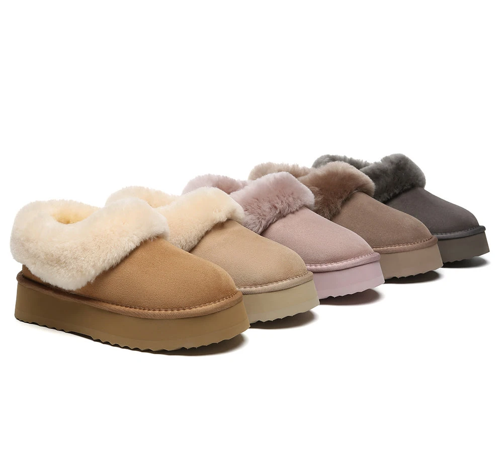 UGG Slippers Women Sheepskin Wool Collar Ankle Platform Clarrie 3 UGG Slippers Women Sheepskin Wool Collar Ankle Platform Clarrie