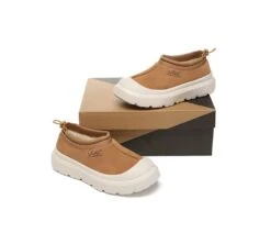 UGG Slippers Sheepskin Wool Drawstring Chunky Platform Harlow -Shoe Store GL7A2696