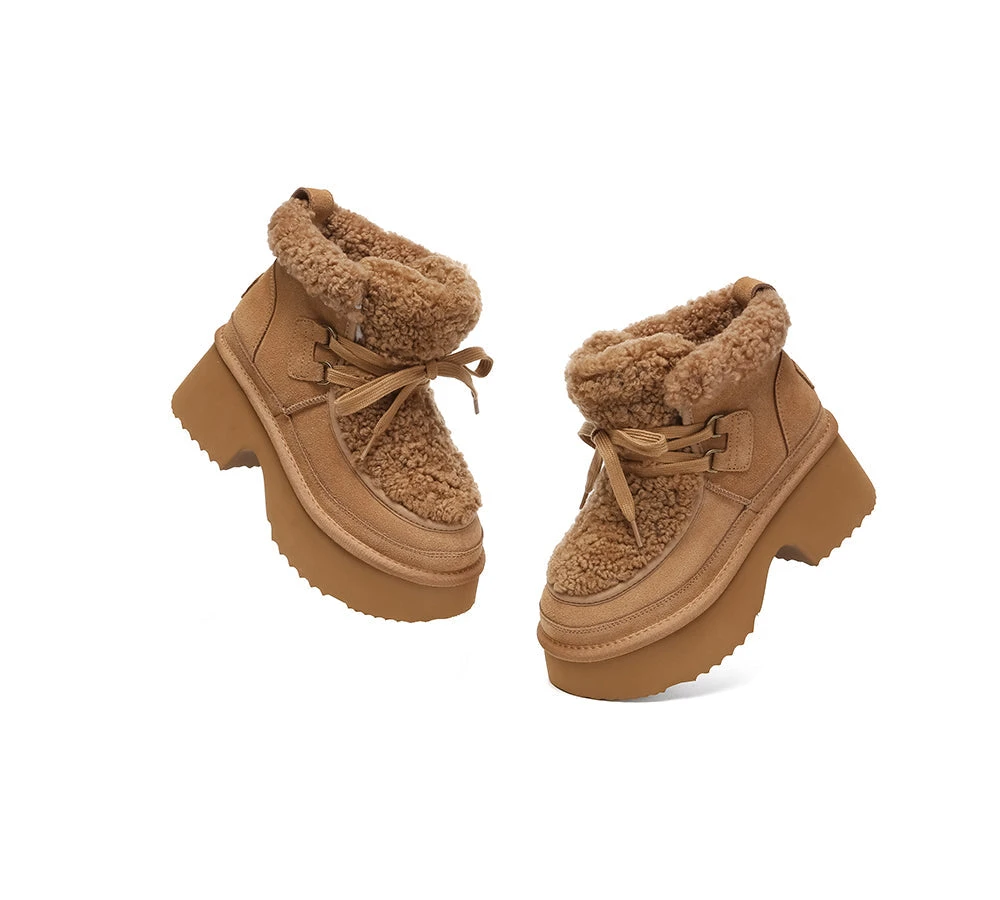 UGG Boots Women Sheepskin Wool Lace Up Chunky Platform Bumpy 14 UGG Boots Women Sheepskin Wool Lace Up Chunky Platform Bumpy - Image 12