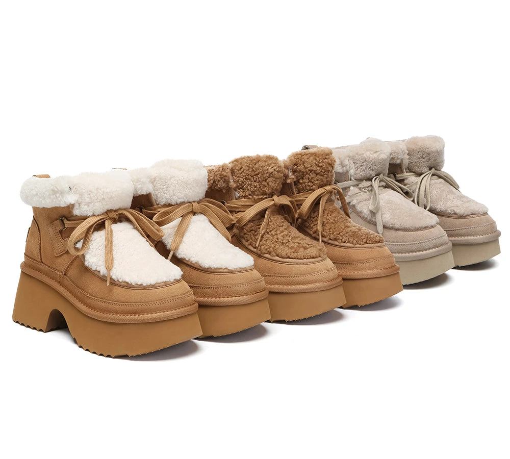 UGG Boots Women Sheepskin Wool Lace Up Chunky Platform Bumpy 3 UGG Boots Women Sheepskin Wool Lace Up Chunky Platform Bumpy